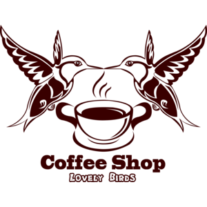 Coffee Shop Lovely Birds Logo